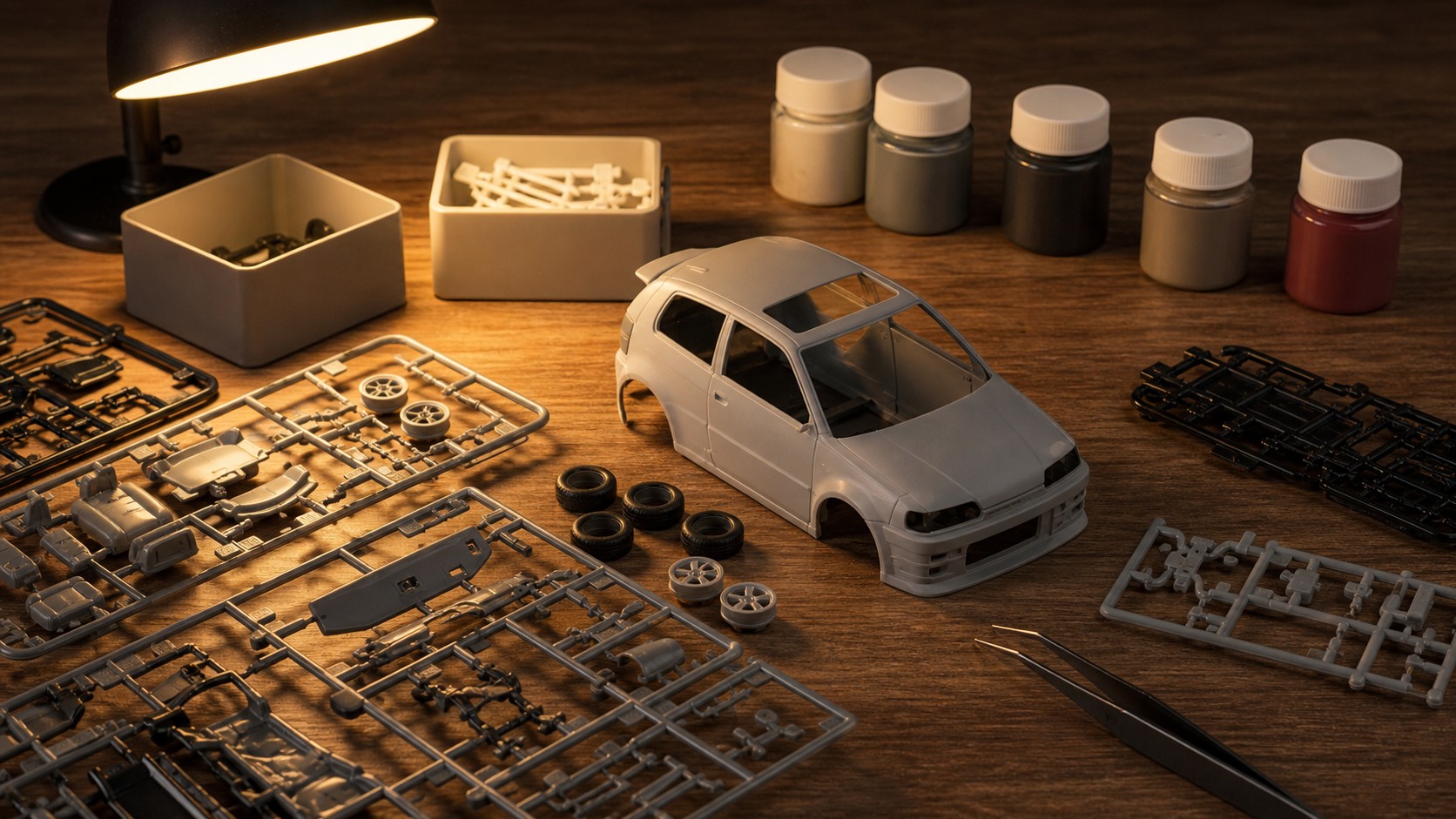 マツダ2のプラモデルと模型制作イメージ