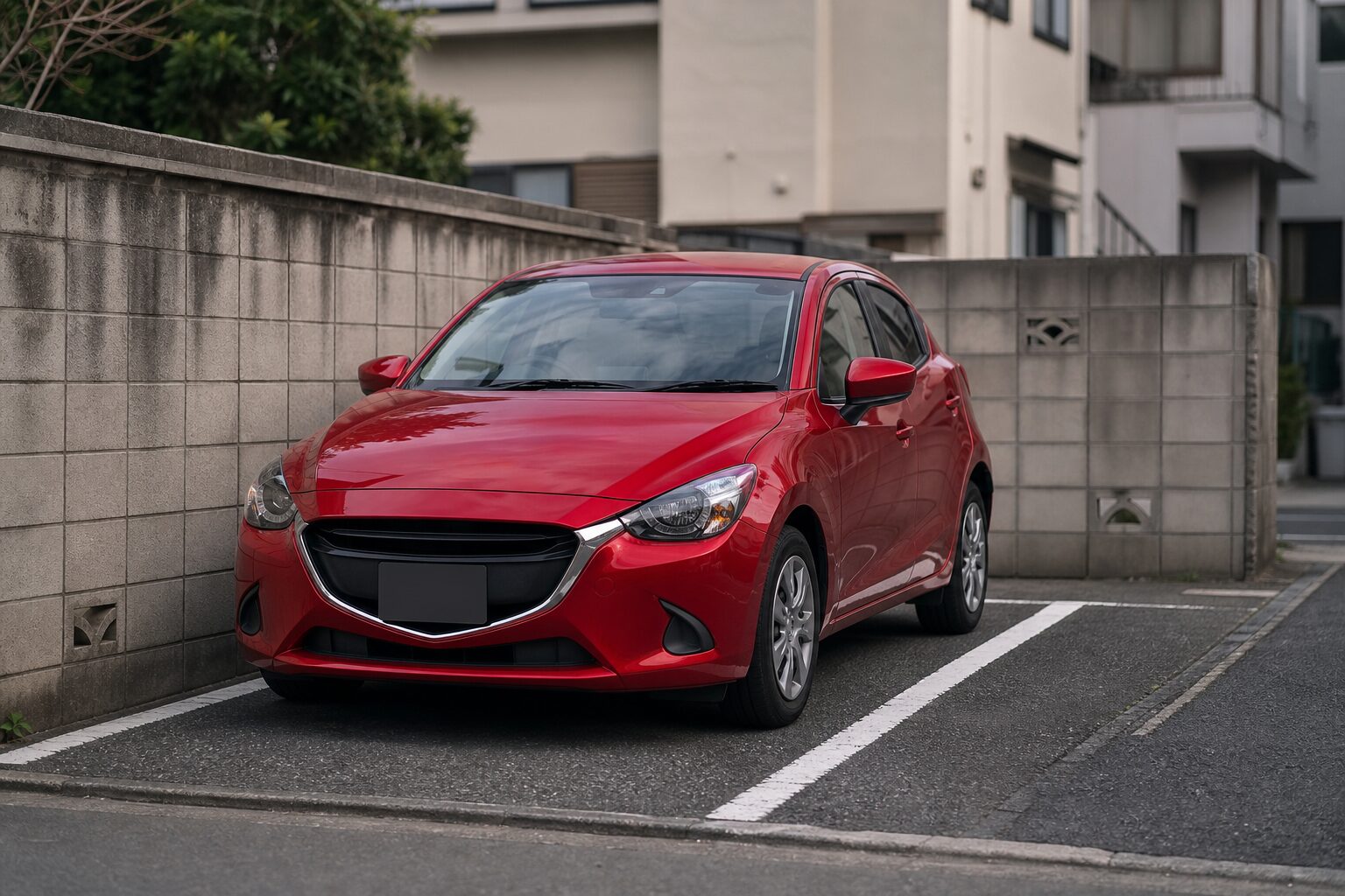 マツダ2のコンパクトなサイズ感と駐車シーン